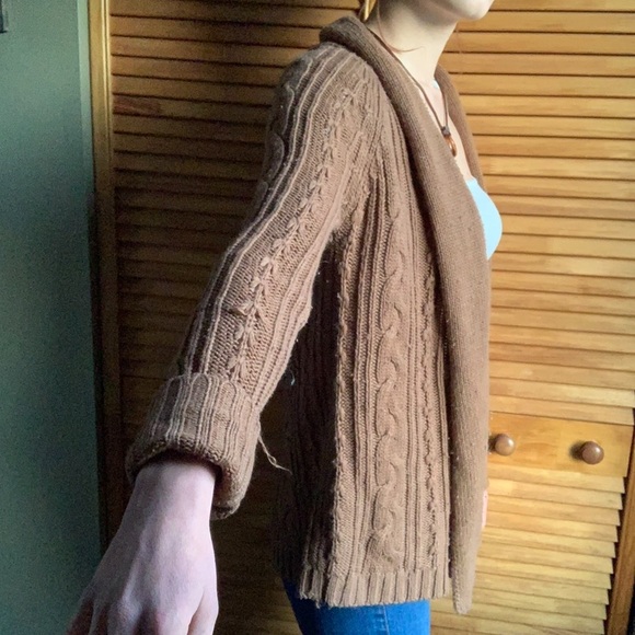 ❤️ Knit Camel Brown Open Cardigan Sweater - Picture 2 of 5